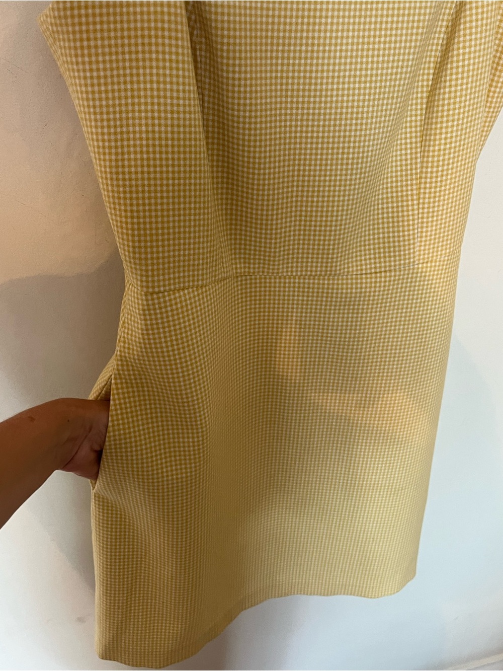 Wilfred Gingham Mini Dress Size 4 Yellow Isabelle Aritzia Summer - Picture 7 of 9
